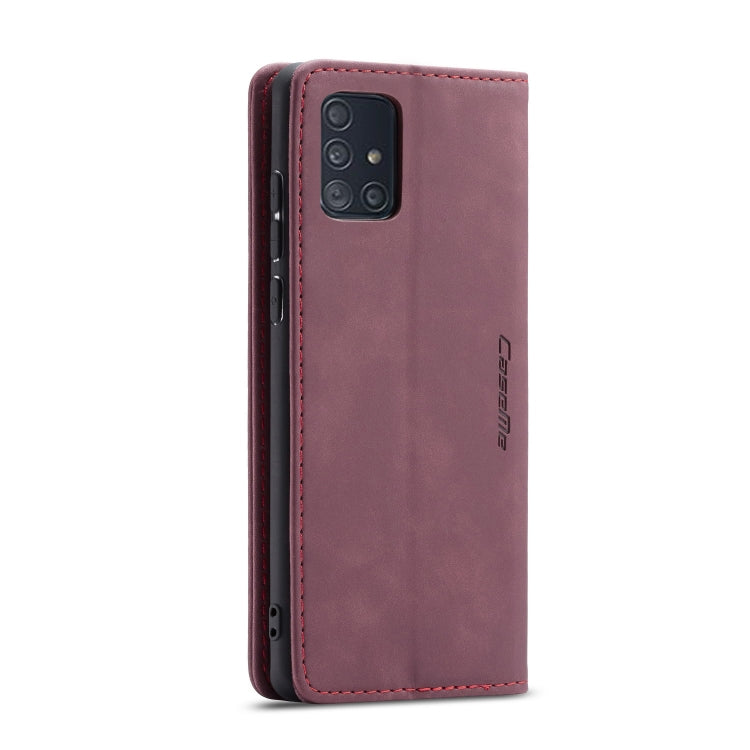 For Galaxy A71 CaseMe Multifunctional Horizontal Flip Leather Case, with Card Slot & Holder & Wallet(Wine Red) by CaseMe