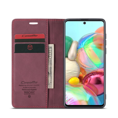For Galaxy A71 CaseMe Multifunctional Horizontal Flip Leather Case, with Card Slot & Holder & Wallet(Wine Red) by CaseMe