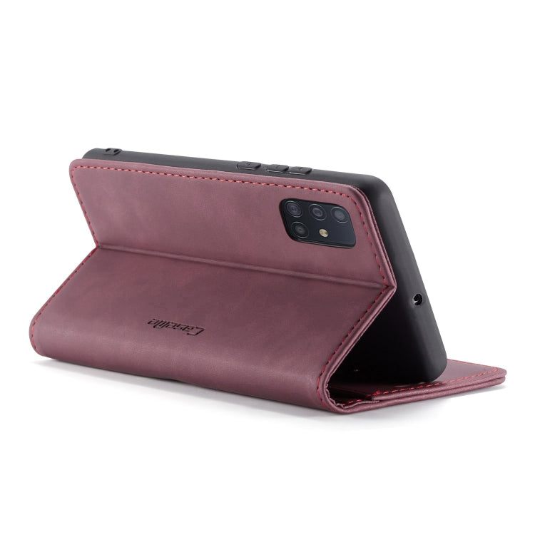 For Galaxy A71 CaseMe Multifunctional Horizontal Flip Leather Case, with Card Slot & Holder & Wallet(Wine Red) by CaseMe