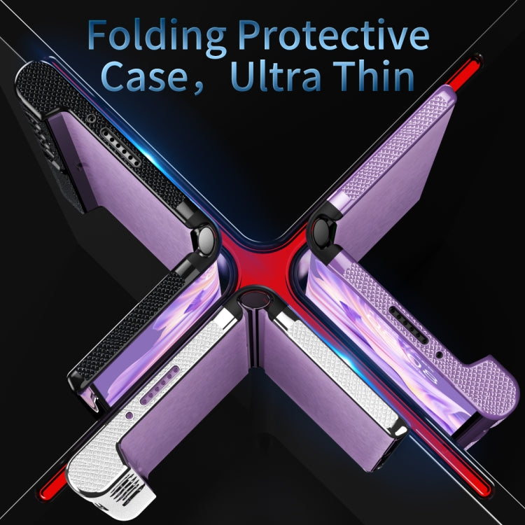 For Huawei Mate Xs 2 Ultra-thin Frame Paste Leather Shockproof Phone Case(Purple) - Huawei Cases by buy2fix | Online Shopping UK | buy2fix