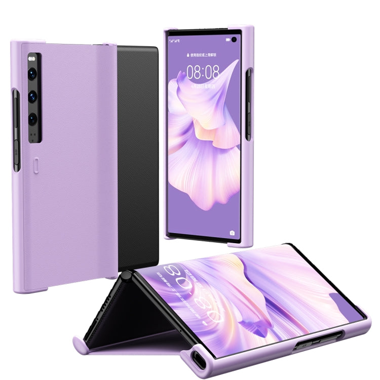 For Huawei Mate Xs 2 Leather Shockproof Phone Case With Holder(Purple) - Huawei Cases by buy2fix | Online Shopping UK | buy2fix