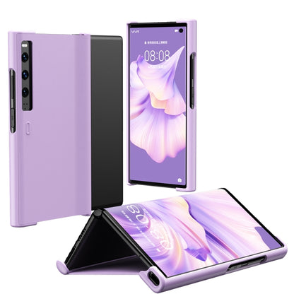 For Huawei Mate Xs 2 Leather Shockproof Phone Case With Holder(Purple) - Huawei Cases by buy2fix | Online Shopping UK | buy2fix