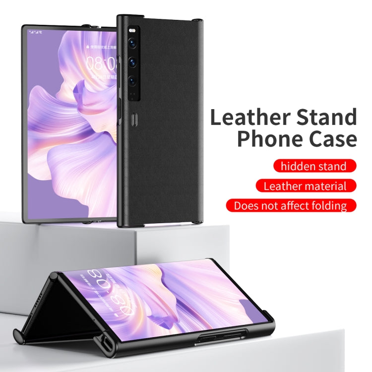For Huawei Mate Xs 2 Leather Shockproof Phone Case With Holder(Purple) - Huawei Cases by buy2fix | Online Shopping UK | buy2fix