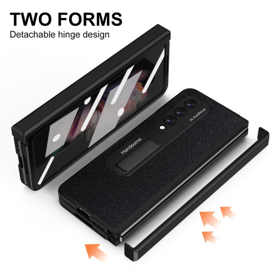 For Samsung Galaxy Z Fold3 Integrated  Cross Texture Hinge Full Coverage Flip Phone Case(Black) - Galaxy Phone Cases by buy2fix | Online Shopping UK | buy2fix