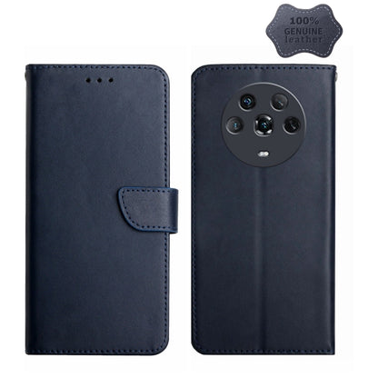 For Honor Magic4 Genuine Leather Fingerprint-proof Horizontal Flip Phone Case(Blue) - Honor Cases by buy2fix | Online Shopping UK | buy2fix