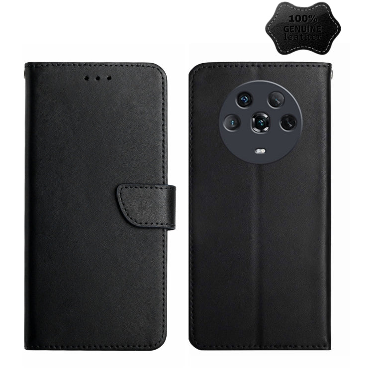 For Honor Magic4 Genuine Leather Fingerprint-proof Horizontal Flip Phone Case(Black) - Honor Cases by buy2fix | Online Shopping UK | buy2fix