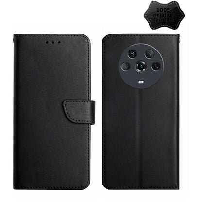 For Honor Magic4 Genuine Leather Fingerprint-proof Horizontal Flip Phone Case(Black) - Honor Cases by buy2fix | Online Shopping UK | buy2fix