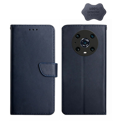 For Honor Magic4 Pro Genuine Leather Fingerprint-proof Horizontal Flip Phone Case(Blue) - Honor Cases by buy2fix | Online Shopping UK | buy2fix