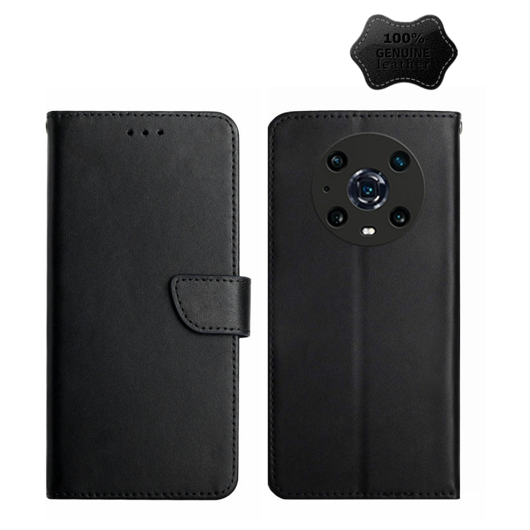 For Honor Magic4 Pro Genuine Leather Fingerprint-proof Horizontal Flip Phone Case(Black) - Honor Cases by buy2fix | Online Shopping UK | buy2fix