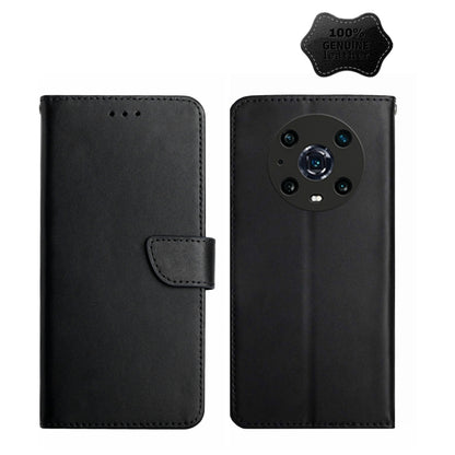 For Honor Magic4 Pro Genuine Leather Fingerprint-proof Horizontal Flip Phone Case(Black) - Honor Cases by buy2fix | Online Shopping UK | buy2fix