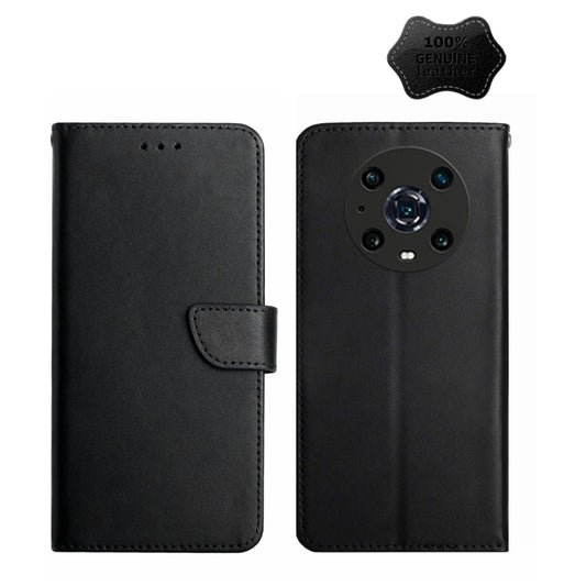 For Honor Magic4 Pro Genuine Leather Fingerprint-proof Horizontal Flip Phone Case(Black) - Honor Cases by buy2fix | Online Shopping UK | buy2fix