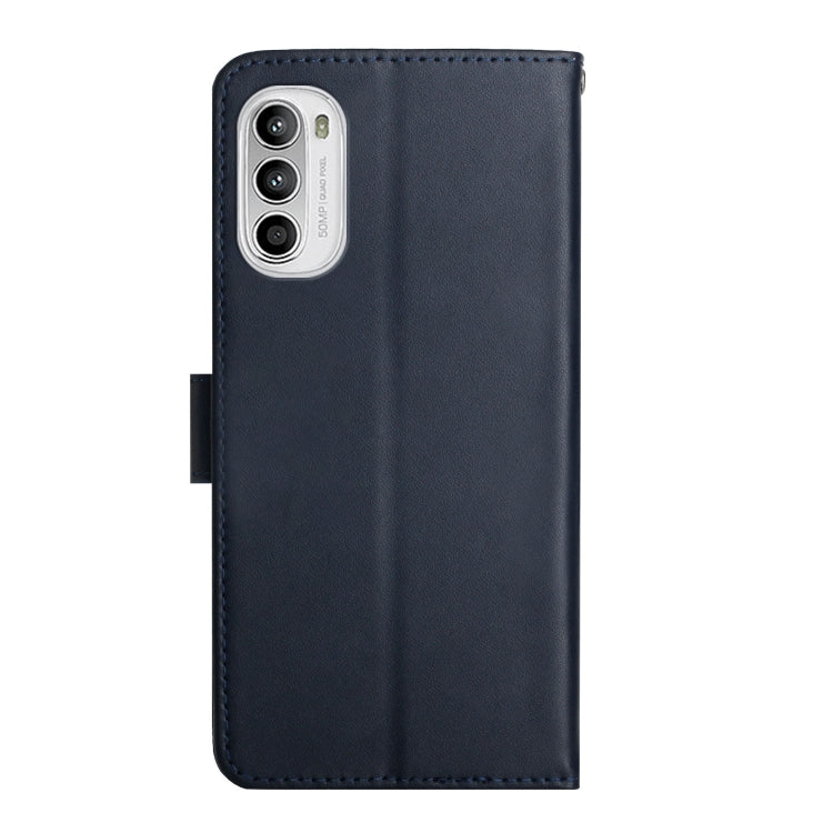 For Motorola Moto G71S Genuine Leather Fingerprint-proof Horizontal Flip Phone Case(Blue) - Motorola Cases by buy2fix | Online Shopping UK | buy2fix