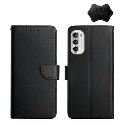 For Motorola Moto G71S Genuine Leather Fingerprint-proof Horizontal Flip Phone Case(Black) - Motorola Cases by buy2fix | Online Shopping UK | buy2fix