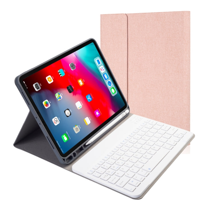 RK11 Cloth Texture Detachable Magnetic Bluetooth Keyboard Horizontal Flip Leather Tablet Case for iPad Pro 11 2020 / 2018 with Holder & Pen Slot(Rose Gold) - For iPad Pro by buy2fix | Online Shopping UK | buy2fix