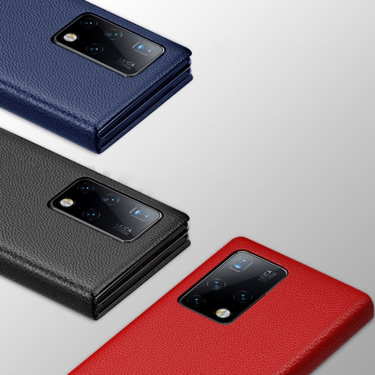 For Huawei Mate X2 Litchi Texture Horizontal Flip Leather Phone Case with Smart Touch Call Display ID(Blue) - Huawei Cases by buy2fix | Online Shopping UK | buy2fix
