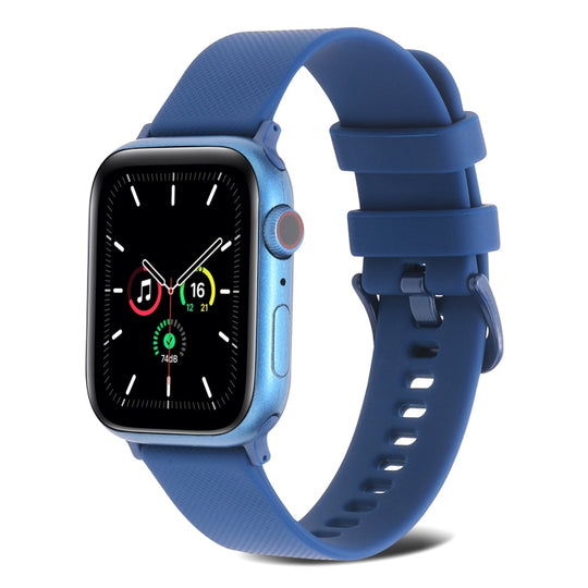 Plain Weave Silicone Watch Band For Apple Watch Series 9&8&7 41mm / SE 3&SE 2&6&SE&5&4 40mm / 3&2&1 38mm(Blue)