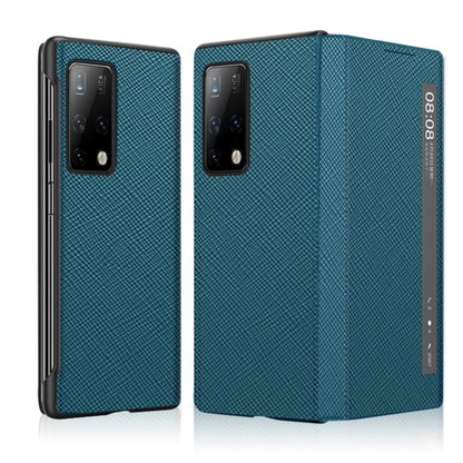For Huawei Mate X2 Cross Texture Horizontal Flip Leather Phone Case with Smart Touch Call Display ID(Light Blue) - Huawei Cases by buy2fix | Online Shopping UK | buy2fix