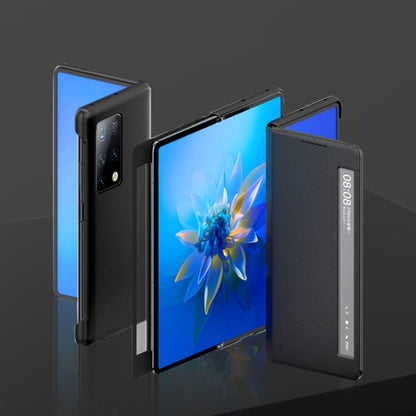 For Huawei Mate X2 Cross Texture Horizontal Flip Leather Phone Case with Smart Touch Call Display ID(Light Blue) - Huawei Cases by buy2fix | Online Shopping UK | buy2fix