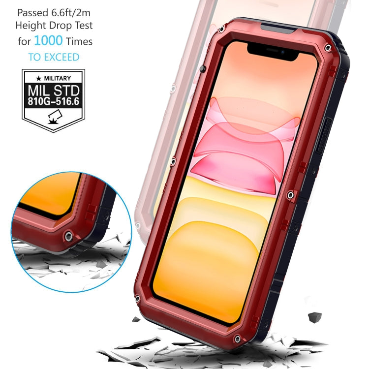 For iPhone 11 Dustproof Shockproof Waterproof Silicone + Metal Protective Case(Red) - iPhone 11 Cases by buy2fix | Online Shopping UK | buy2fix