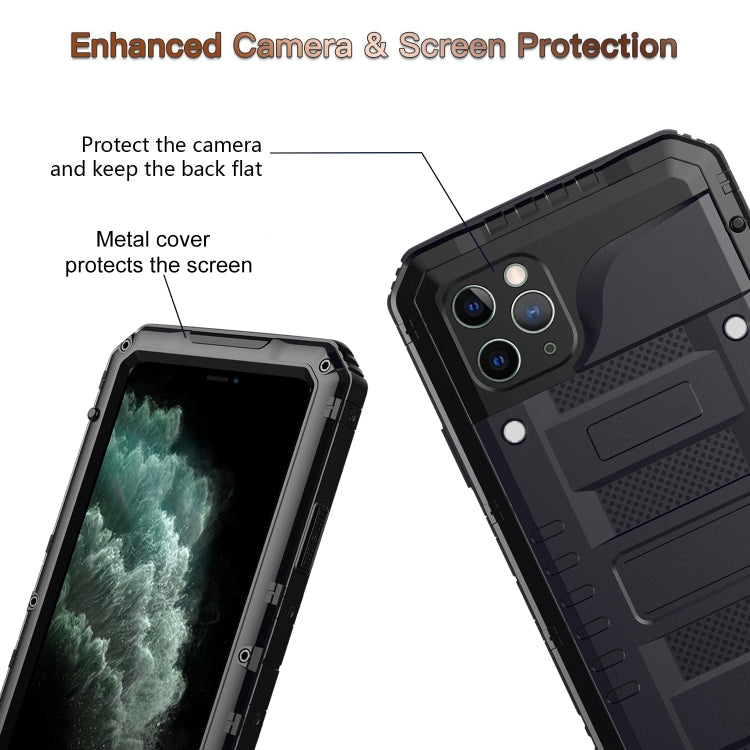 For iPhone 11 Pro Max Dustproof Shockproof Waterproof Silicone + Metal Protective Case(Black) - iPhone 11 Pro Max Cases by buy2fix | Online Shopping UK | buy2fix