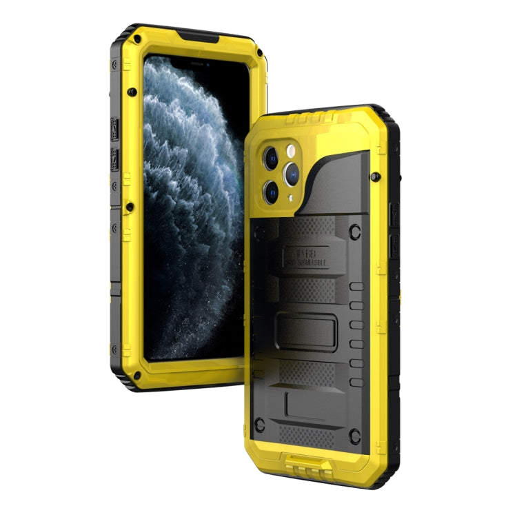 For iPhone 11 Pro Dustproof Shockproof Waterproof Silicone + Metal Protective Case(Yellow) - iPhone 11 Pro Cases by buy2fix | Online Shopping UK | buy2fix