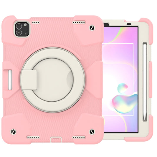 For iPad Pro 11 2020/Pro 11 2018/Air 2020/Air 2022 Silicone + PC Full Body Protection Tablet Case With Holder & Strap(Pink) - iPad Air (2022) / (2020) 10.9 Cases by buy2fix | Online Shopping UK | buy2fix