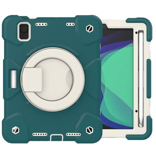 For iPad mini 2021 Silicone + PC Full Body Protection Tablet Case With Holder & Strap(Dark Green) - iPad mini 6 Cases by buy2fix | Online Shopping UK | buy2fix