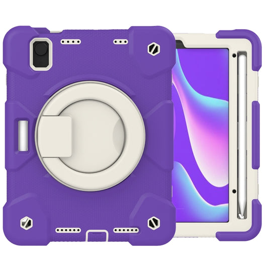 For iPad mini 2021 Silicone + PC Full Body Protection Tablet Case With Holder & Strap(Dark Purple) - iPad mini 6 Cases by buy2fix | Online Shopping UK | buy2fix