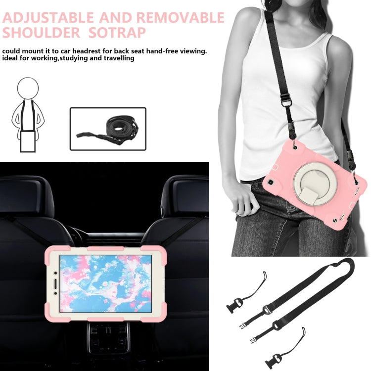 For Samsung Galaxy Tab A 8.0 2019 Silicone + PC Full Body Protection Tablet Case With Holder & Strap(Pink) - Other Galaxy Tab PC by buy2fix | Online Shopping UK | buy2fix