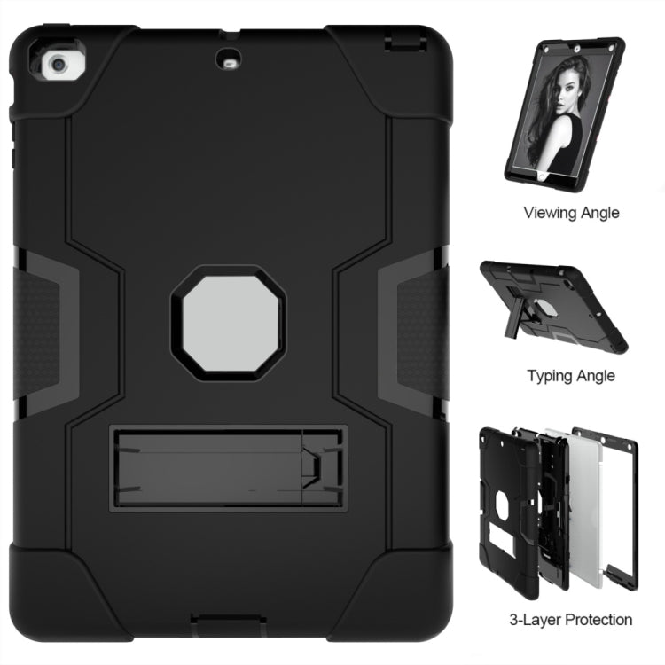 For iPad 4 / 3 / 2 Silicone + PC Protective Case with Stand(Black + Grey) - iPad 4 & 3 & 2 Cases by buy2fix | Online Shopping UK | buy2fix