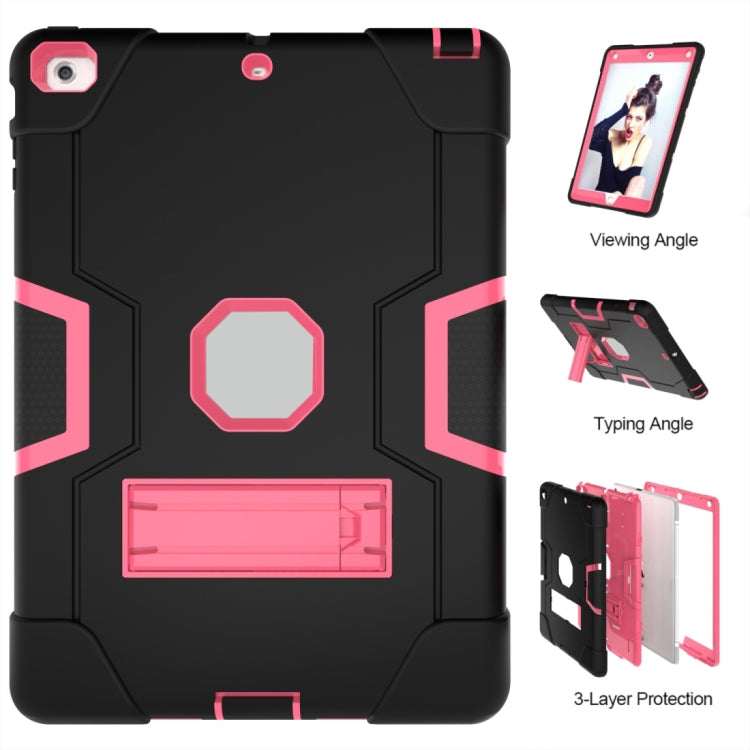 For iPad 4 / 3 / 2 Silicone + PC Protective Case with Stand(Black + Pink) - iPad 4 & 3 & 2 Cases by buy2fix | Online Shopping UK | buy2fix