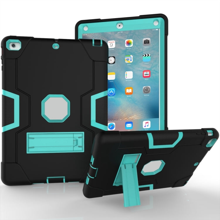 For iPad 4 / 3 / 2 Silicone + PC Protective Case with Stand(Black + Mint Green) - iPad 4 & 3 & 2 Cases by buy2fix | Online Shopping UK | buy2fix