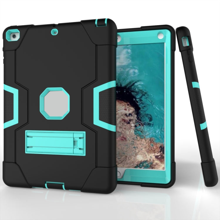For iPad 4 / 3 / 2 Silicone + PC Protective Case with Stand(Black + Mint Green) - iPad 4 & 3 & 2 Cases by buy2fix | Online Shopping UK | buy2fix