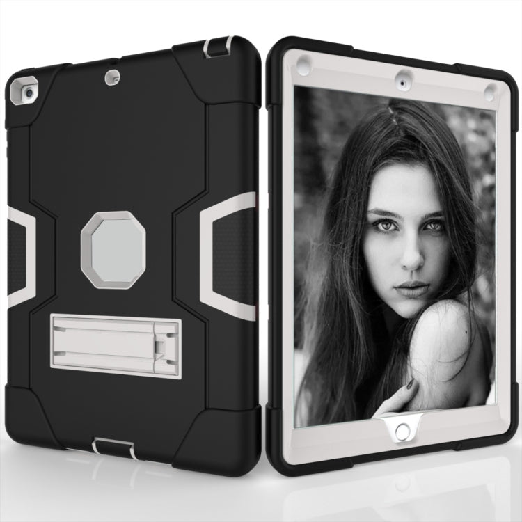 For iPad 4 / 3 / 2 Silicone + PC Protective Case with Stand(Black + White) - iPad 4 & 3 & 2 Cases by buy2fix | Online Shopping UK | buy2fix