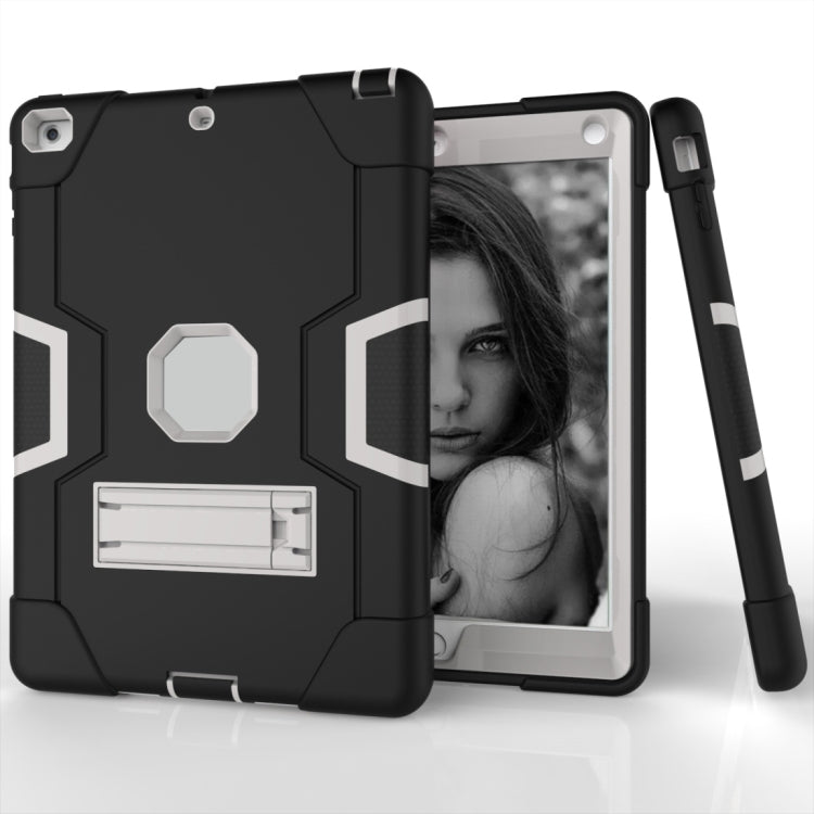 For iPad 4 / 3 / 2 Silicone + PC Protective Case with Stand(Black + White) - iPad 4 & 3 & 2 Cases by buy2fix | Online Shopping UK | buy2fix