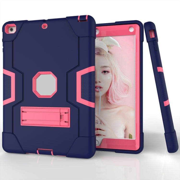 For iPad 4 / 3 / 2 Silicone + PC Protective Case with Stand(Blue + Pink) - iPad 4 & 3 & 2 Cases by buy2fix | Online Shopping UK | buy2fix