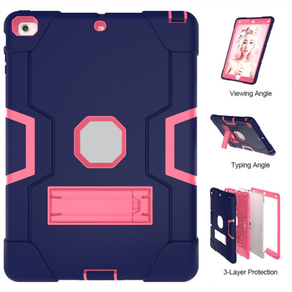 For iPad 4 / 3 / 2 Silicone + PC Protective Case with Stand(Blue + Pink) - iPad 4 & 3 & 2 Cases by buy2fix | Online Shopping UK | buy2fix