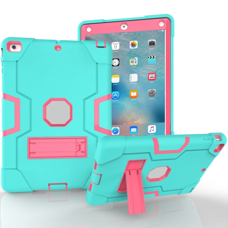 For iPad 4 / 3 / 2 Silicone + PC Protective Case with Stand(Mint Blue + Red) - iPad 4 & 3 & 2 Cases by buy2fix | Online Shopping UK | buy2fix