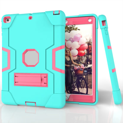For iPad 4 / 3 / 2 Silicone + PC Protective Case with Stand(Mint Blue + Red) - iPad 4 & 3 & 2 Cases by buy2fix | Online Shopping UK | buy2fix