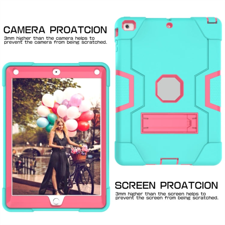 For iPad 4 / 3 / 2 Silicone + PC Protective Case with Stand(Mint Blue + Red) - iPad 4 & 3 & 2 Cases by buy2fix | Online Shopping UK | buy2fix