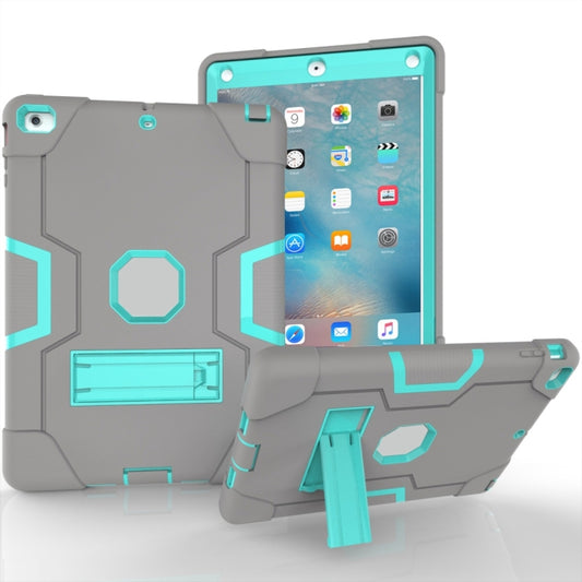 For iPad 4 / 3 / 2 Silicone + PC Protective Case with Stand(Grey + Mint Green) - iPad 4 & 3 & 2 Cases by buy2fix | Online Shopping UK | buy2fix