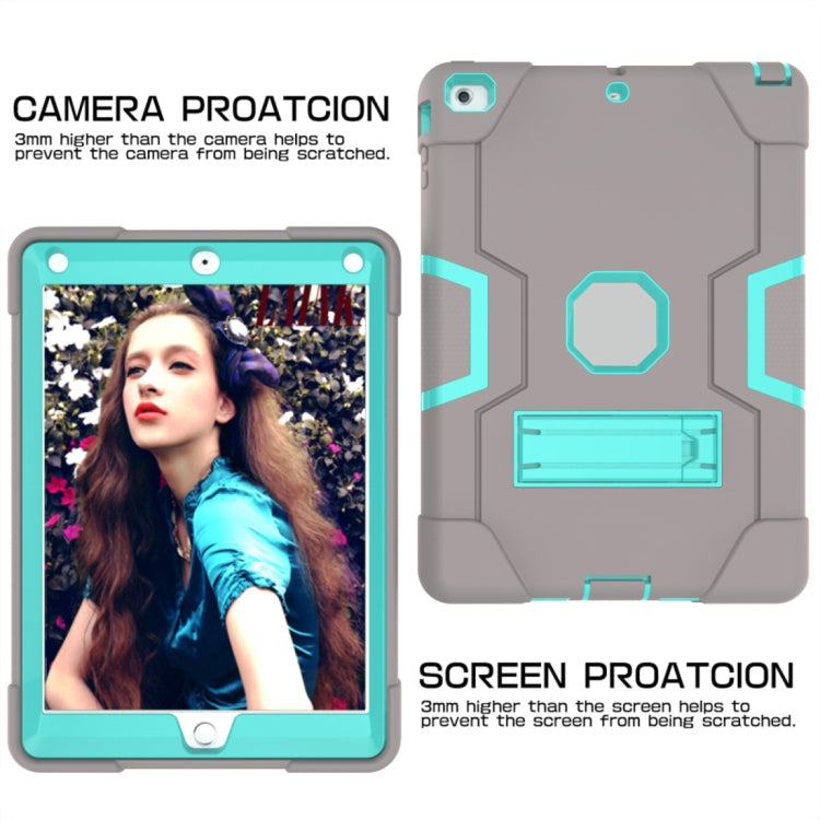 For iPad 4 / 3 / 2 Silicone + PC Protective Case with Stand(Grey + Mint Green) - iPad 4 & 3 & 2 Cases by buy2fix | Online Shopping UK | buy2fix