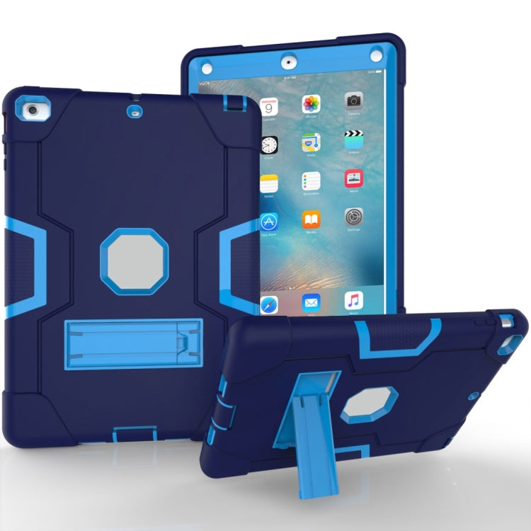 For iPad 4 / 3 / 2 Silicone + PC Protective Case with Stand(Light Blue + Dark Blue) - iPad 4 & 3 & 2 Cases by buy2fix | Online Shopping UK | buy2fix