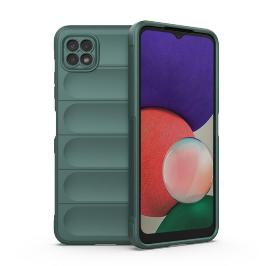 For Samsung Galaxy A22 5G Magic Shield TPU + Flannel Phone Case(Dark Green)