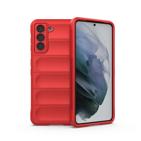 For Samsung Galaxy S21 5G Magic Shield TPU + Flannel Phone Case(Red)