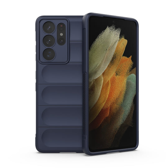 For Samsung Galaxy S21 Ultra  5G Magic Shield TPU + Flannel Phone Case(Dark Blue)