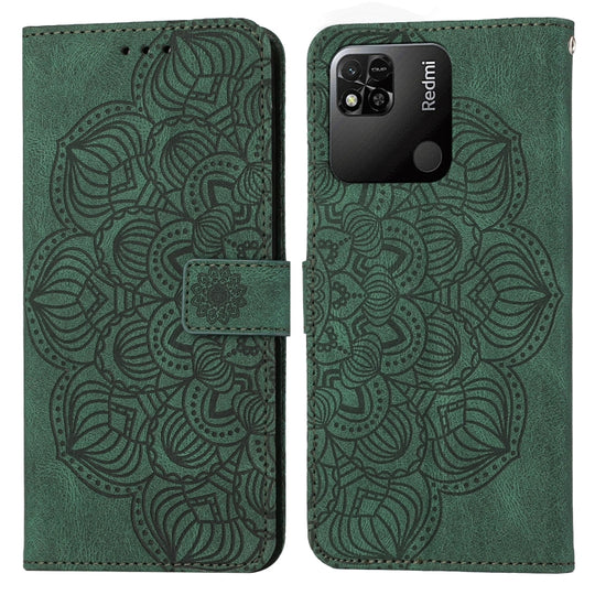 For Xiaomi Redmi 10C Mandala Embossed Flip Leather Phone Case(Green)