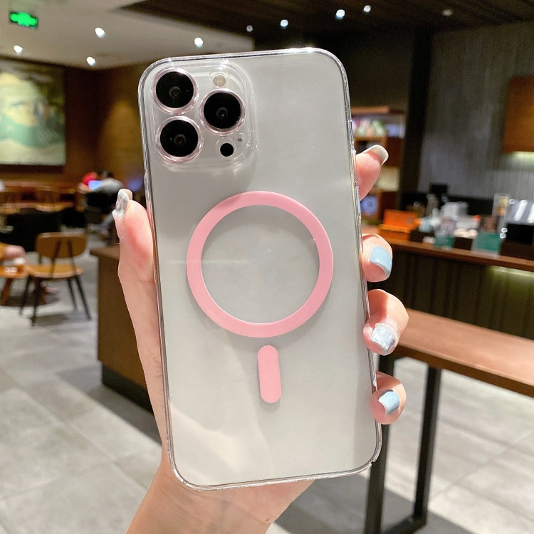 For iPhone 13 Pro Max MagSafe Magnetic Transparent PC + Glass Lens Film Phone Case (Pink) - iPhone 13 Pro Max Cases by buy2fix | Online Shopping UK | buy2fix