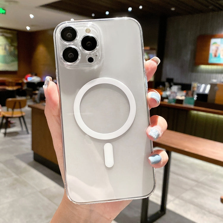 For iPhone 12 Pro MagSafe Magnetic Transparent PC + Glass Lens Film Phone Case(Silver) - iPhone 12 / 12 Pro Cases by buy2fix | Online Shopping UK | buy2fix