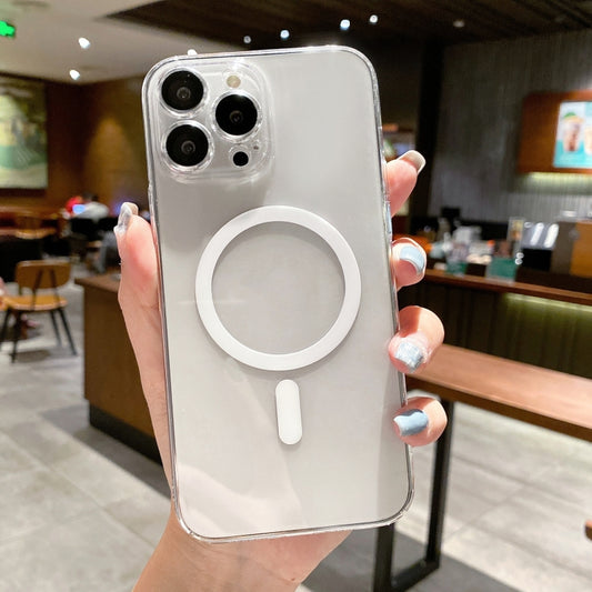 For iPhone 12 Pro MagSafe Magnetic Transparent PC + Glass Lens Film Phone Case(Silver) - iPhone 12 / 12 Pro Cases by buy2fix | Online Shopping UK | buy2fix